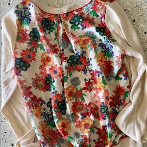 Anthropologie Floral Back Sweater Small
